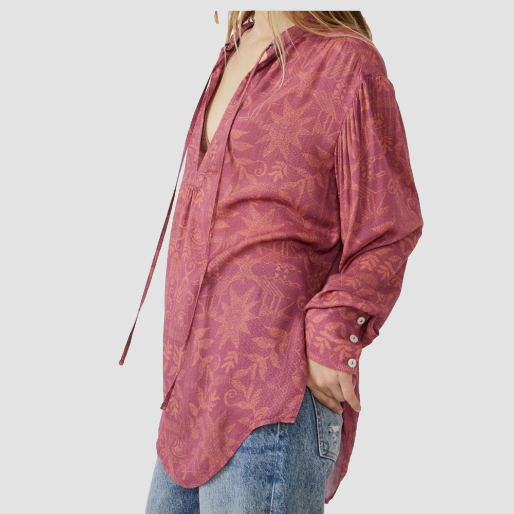 Free People Mia Tunic in Rouge Women's Size S Oversized Boho Cottagecore EUC - Picture 15 of 15